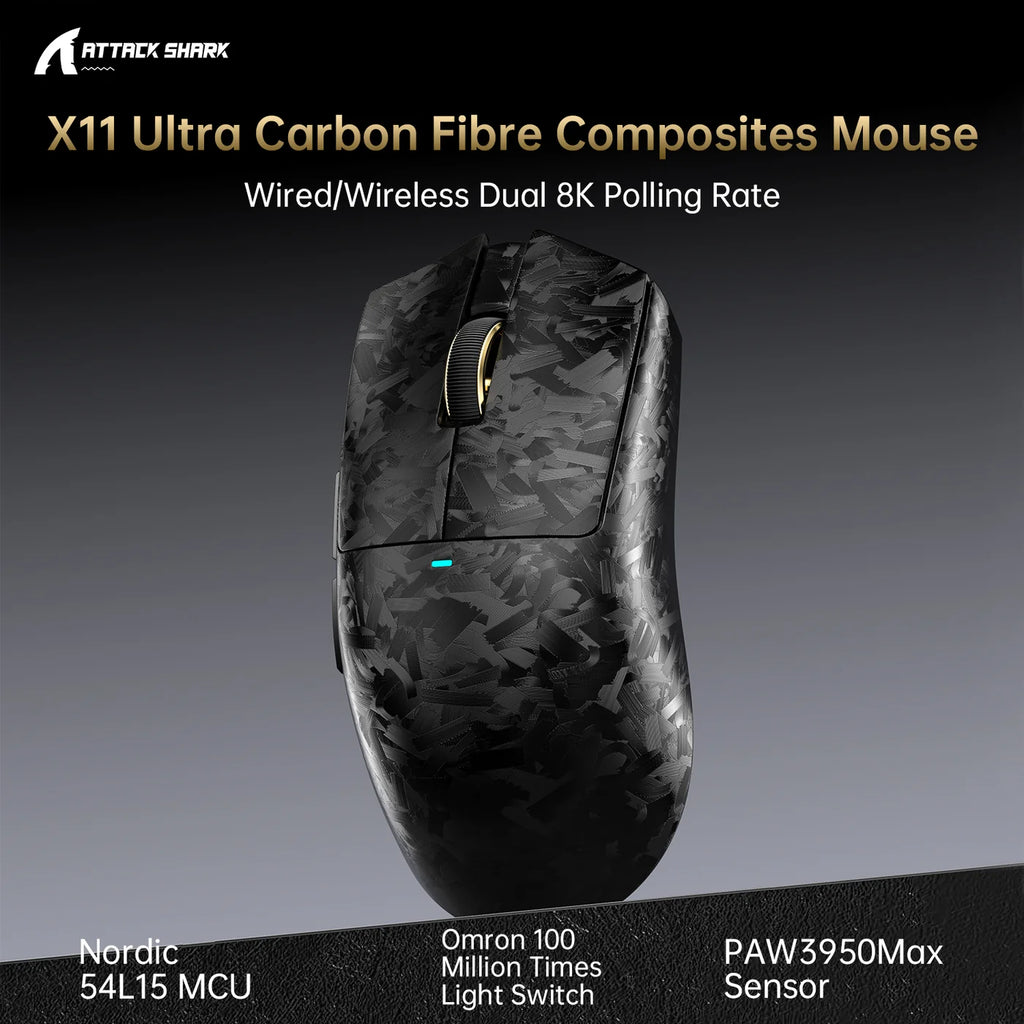 Attack Shark X11 Ultra Carbon Fiber Wireless Gaming Mouse