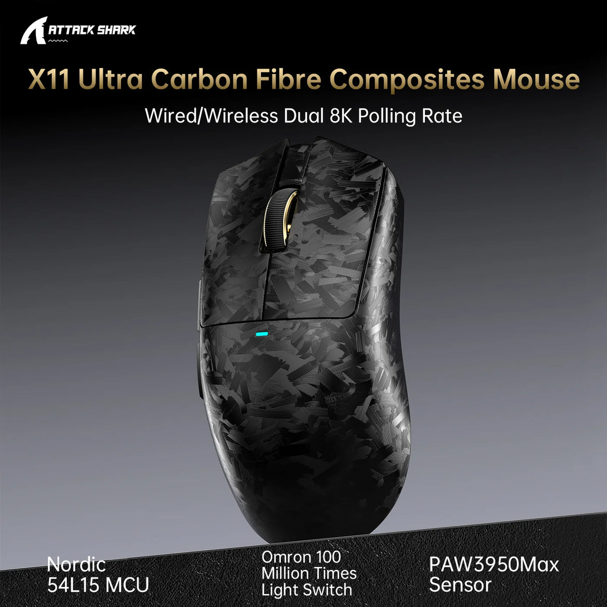Attack Shark X11 Ultra Carbon Fiber Wireless Gaming Mouse
