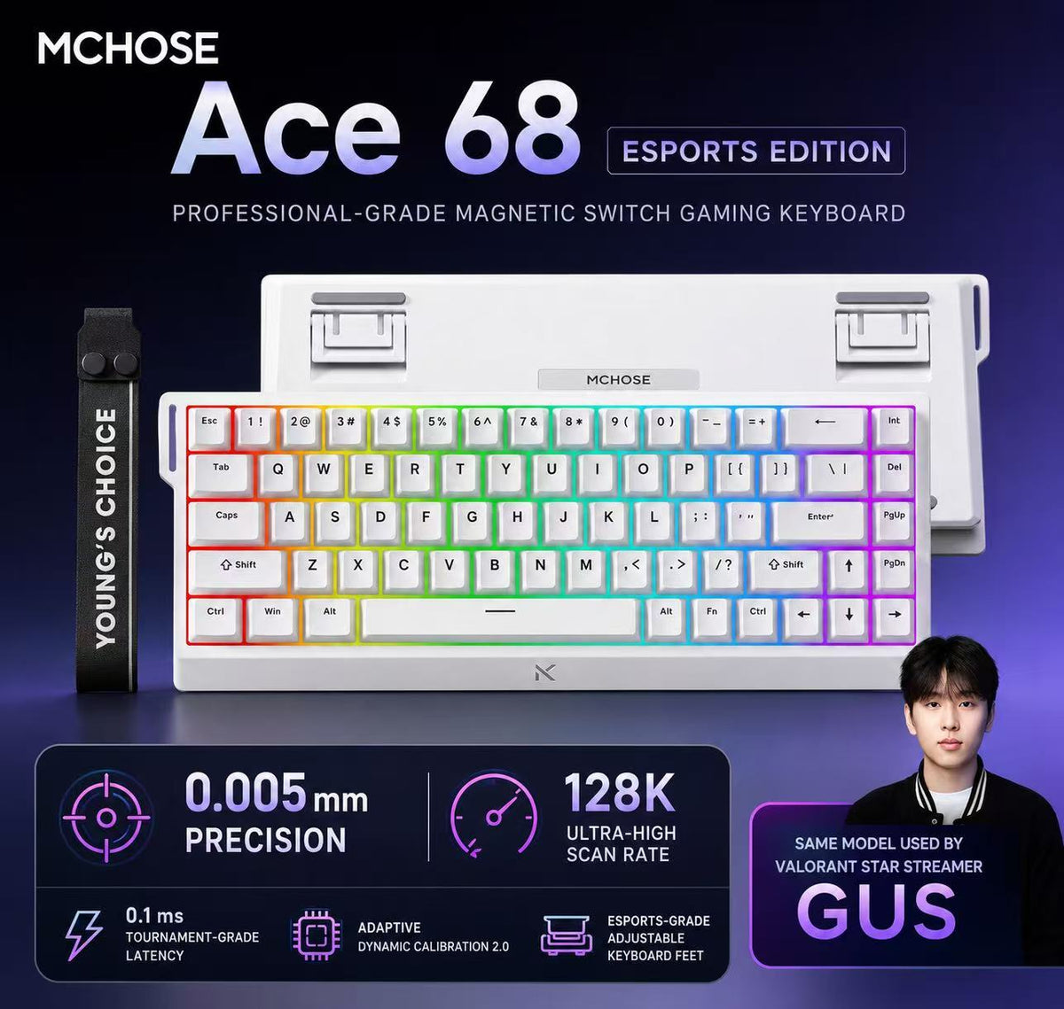 MCHOSE Ace 68 Esports Edition Magnetic Switch Gaming Keyboard