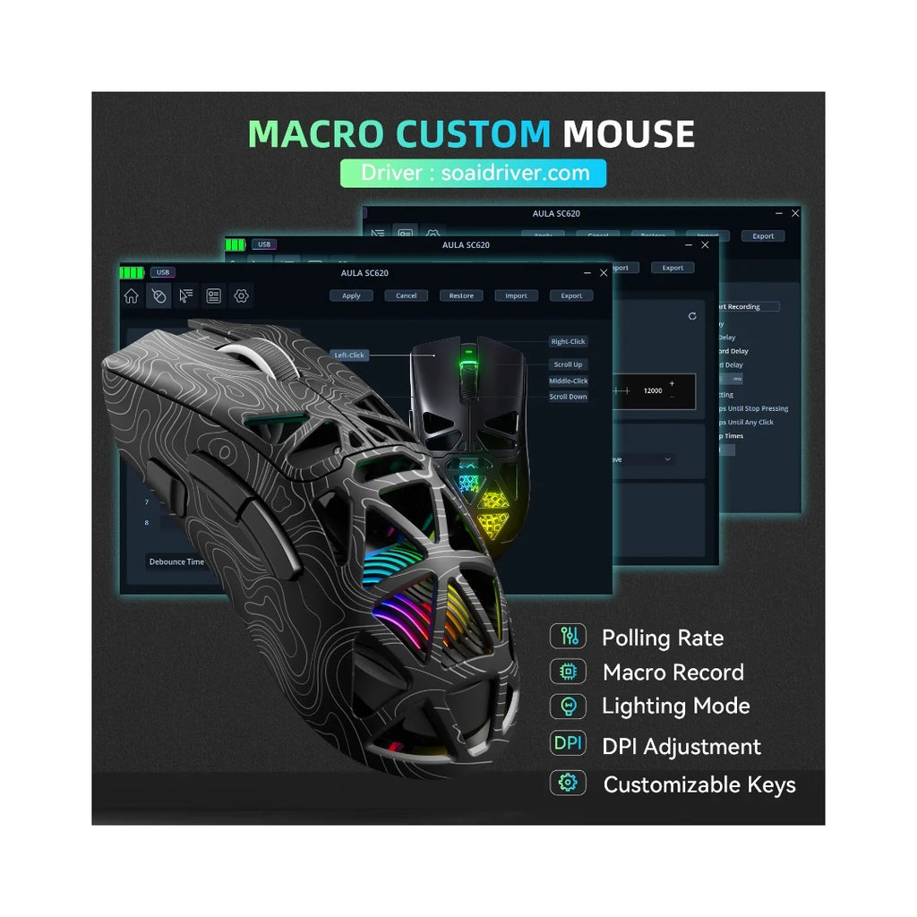 AULA SC620 Tri-Mode Wireless Gaming Mouse