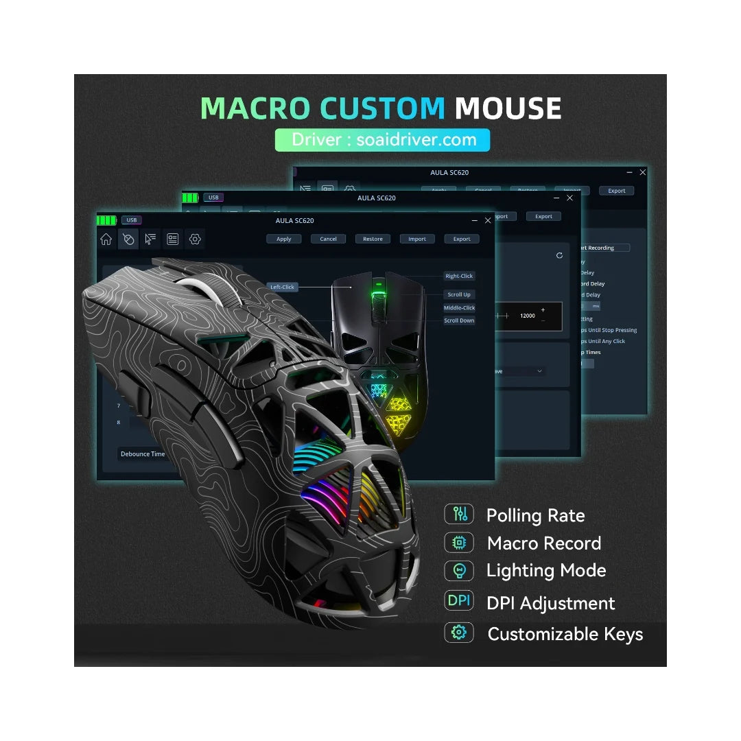 AULA SC620 Tri-Mode Wireless Gaming Mouse