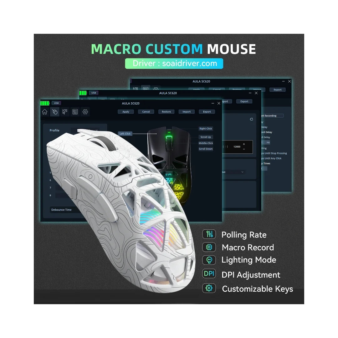 AULA SC620 Tri-Mode Wireless Gaming Mouse