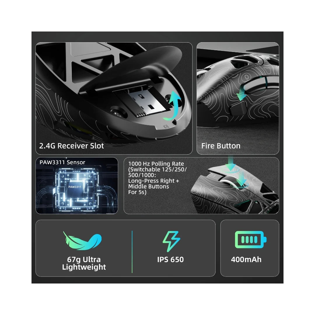 AULA SC620 Tri-Mode Wireless Gaming Mouse
