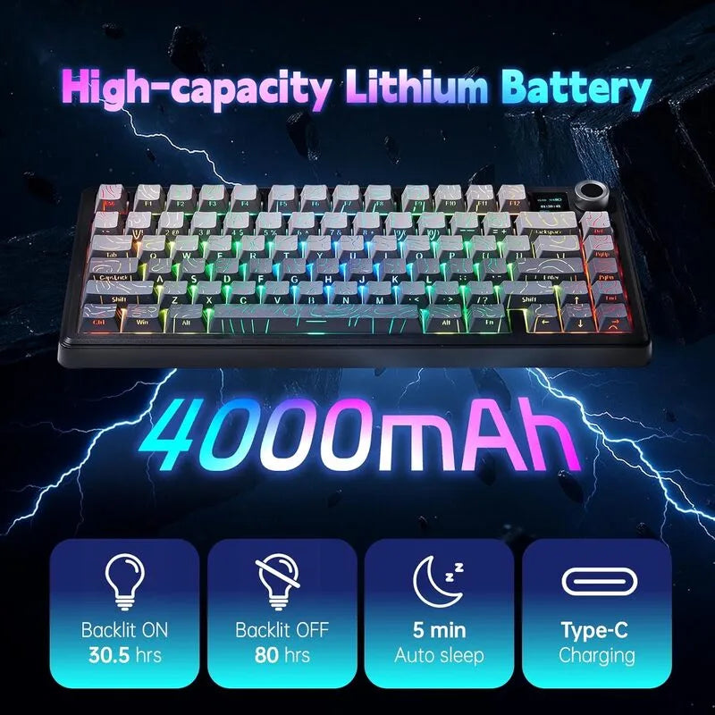 AULA F75 MAX 75% RGB Mechanical Wireless Gaming Keyboard (Topographic Keycaps Gray-Black)