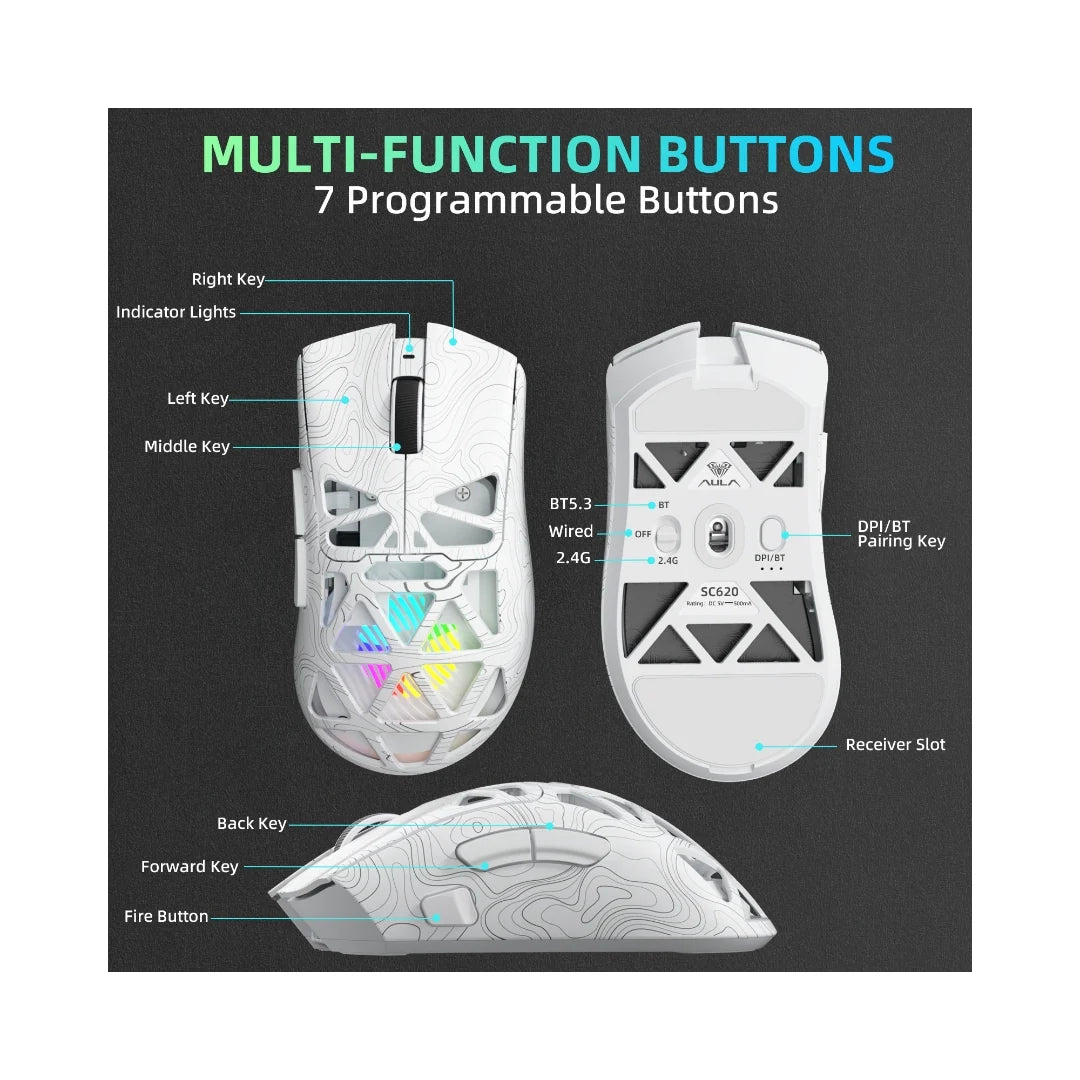 AULA SC620 Tri-Mode Wireless Gaming Mouse