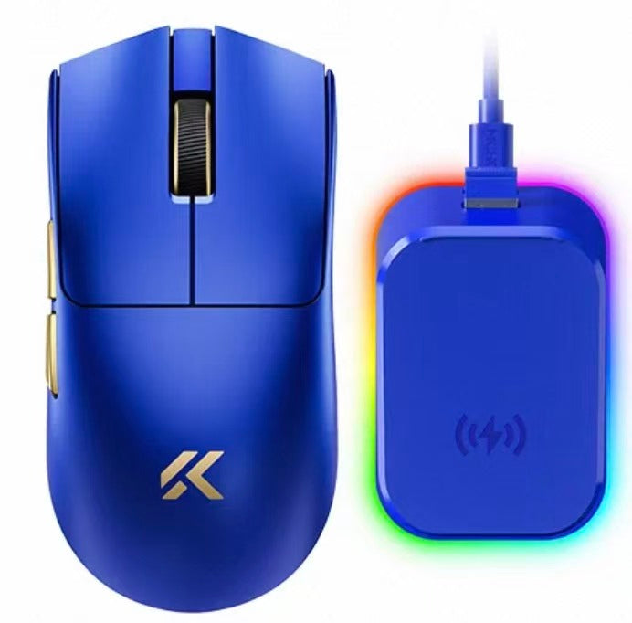 MCHOSE K7 Ultra+ Royal Blue wireless gaming mouse with RGB charging dock