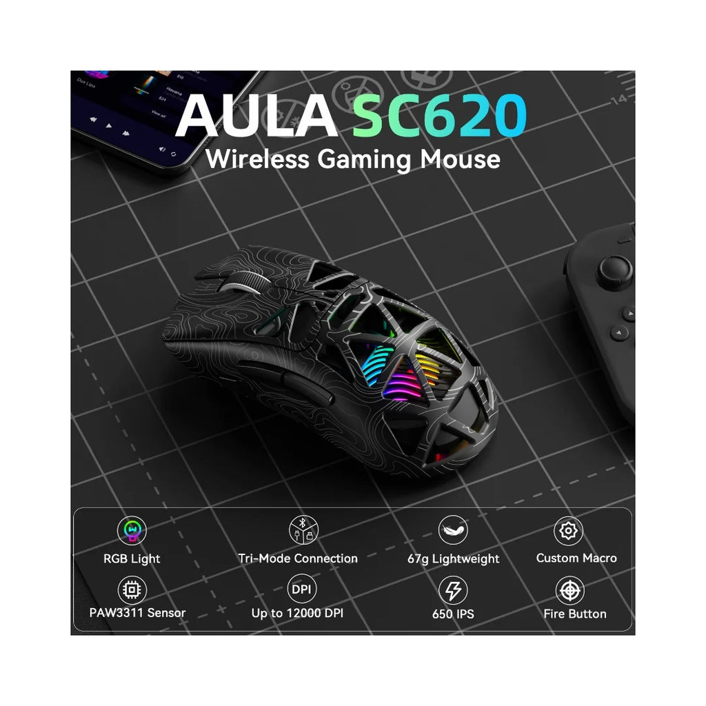 AULA SC620 Tri-Mode Wireless Gaming Mouse